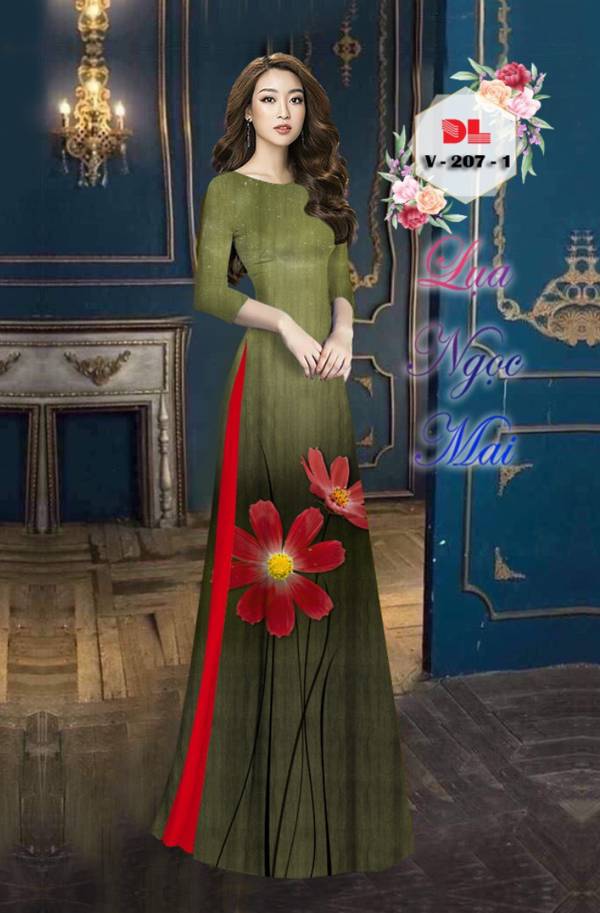Vải Áo Dài Hoa In 3D AD DLV207 25